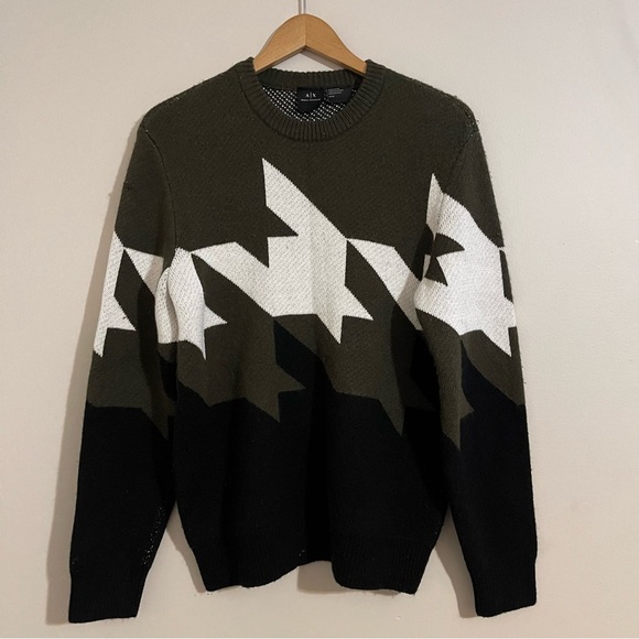 Armani exchange men’s  green pattern crewneck sweater small - Picture 1 of 13
